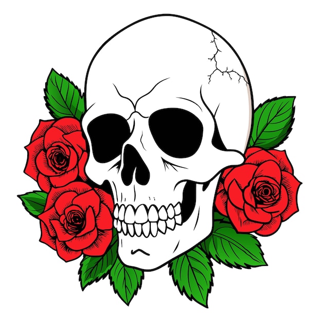 a skull with roses on it and a skull with a skull on it