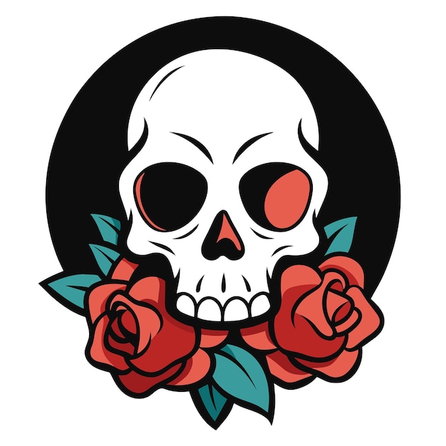 a skull with a skull and roses on it