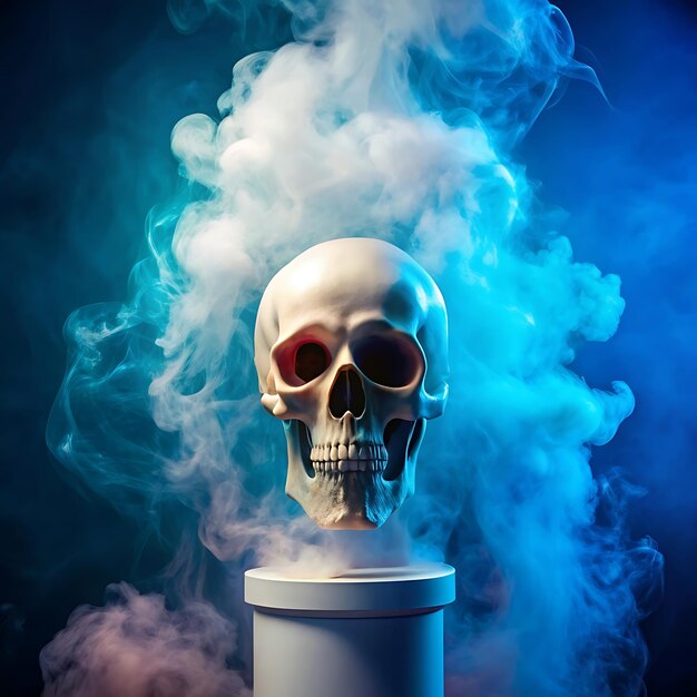 Vector a skull with smoke coming out of it and a skull in the top of it