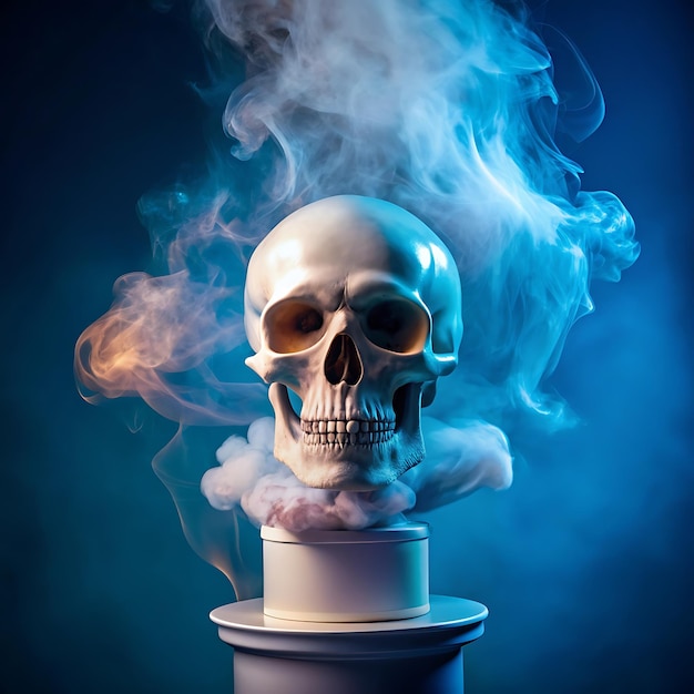 Vector a skull with smoke coming out of it and a skull in the top of it