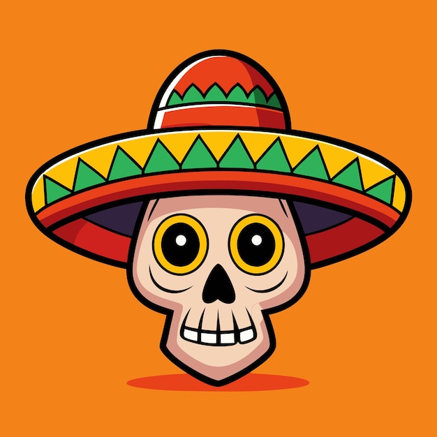 a skull with a sombrero on it and a purple background