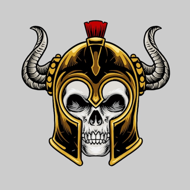 SKULL WITH SPARTAN HELMET