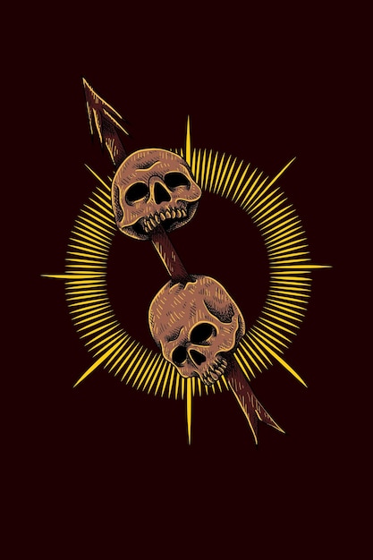 Skull with spear vector illustration