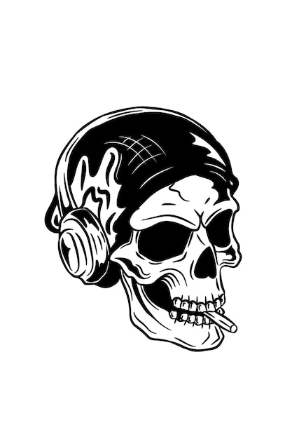 Skull with tobacco vector illustration