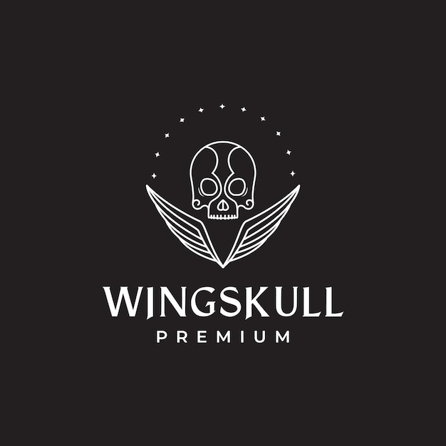 Skull with wings line logo design vector graphic symbol icon illustration creative idea