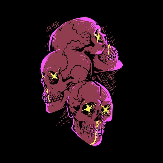 Skulls horror pop art  illustration 