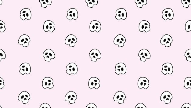 Skulls seamless pattern on pink background. Halloween print. Sugar skull