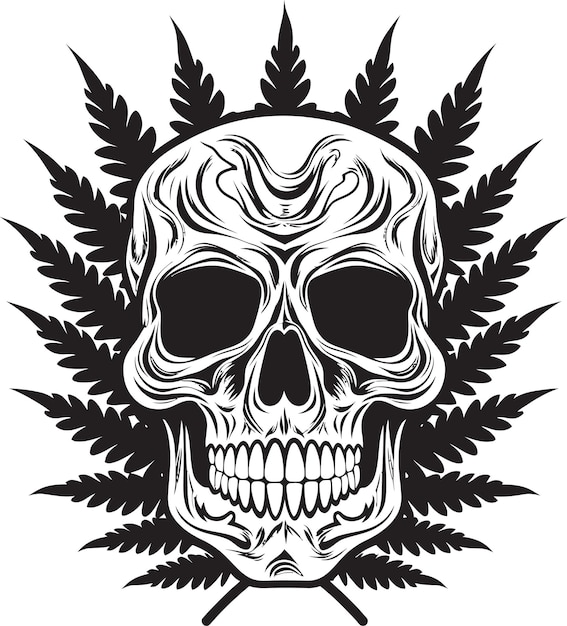 Vector skullscape icon skull with cannabis emblem cannabone design cannabis vector icon