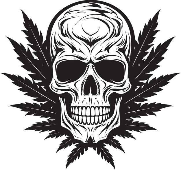 Vector skullscape mark skull with cannabis icon cannabone crest cannabis vector symbol