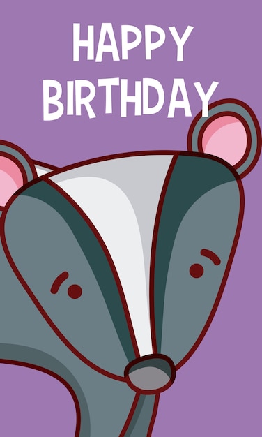 Vector skunk happy birthday cute card cartoons