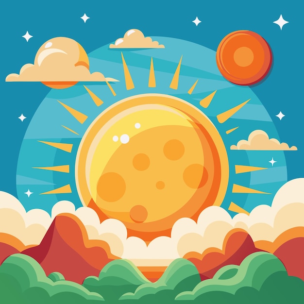 Sky and Cloud Color Vector Illustration Design