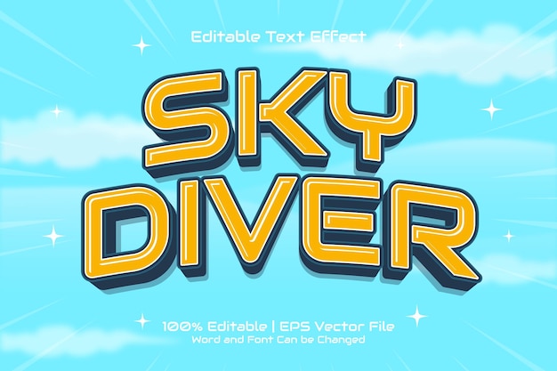 Sky Diver editable text effect Cartoon style