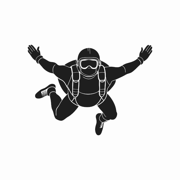 Vector sky diving silhouette vector