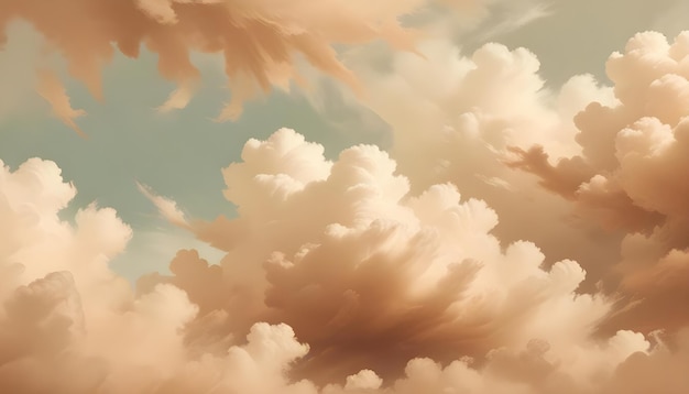 Vector a sky filled with fluffy white and orange clouds illuminated by a warm golden light