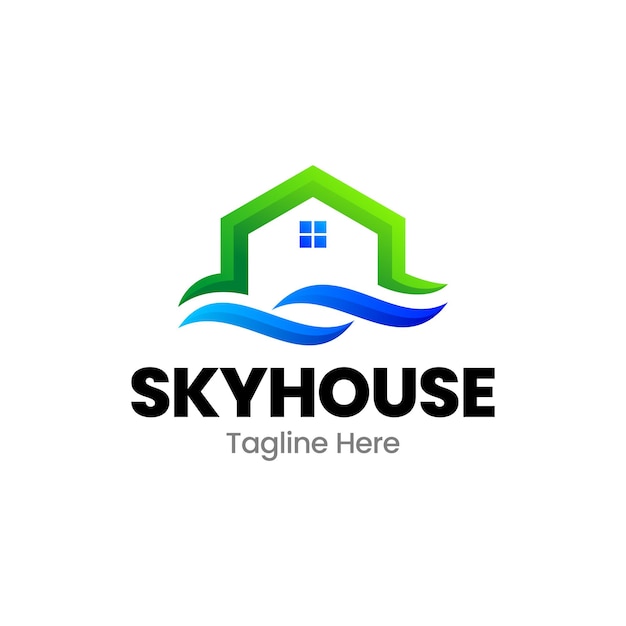 Sky house Real estate gradient logo design