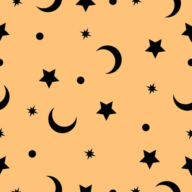 Sky moon and star vector seamless pattern