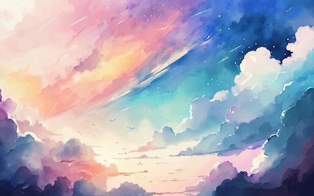 sky painting watercolor