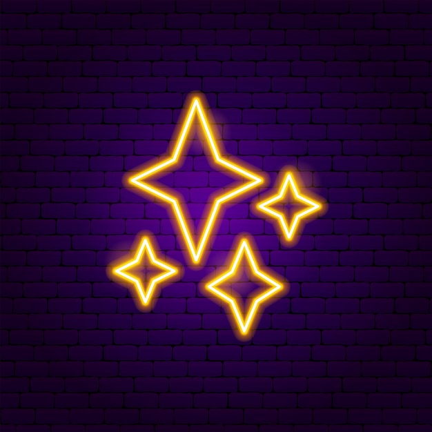 Sky Stars Neon Label. Vector Illustration of Space Promotion.