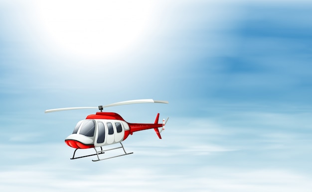 A sky with a chopper flying