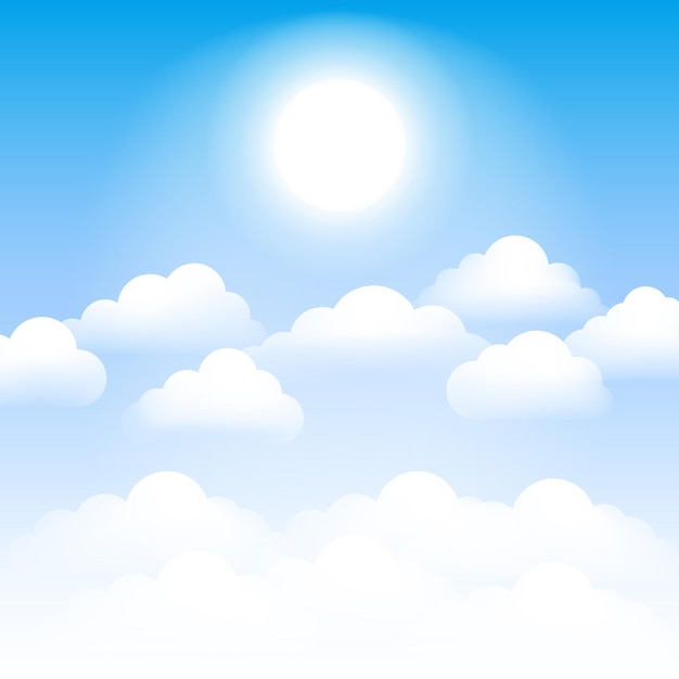 Sky with clouds and sun Vector illustration