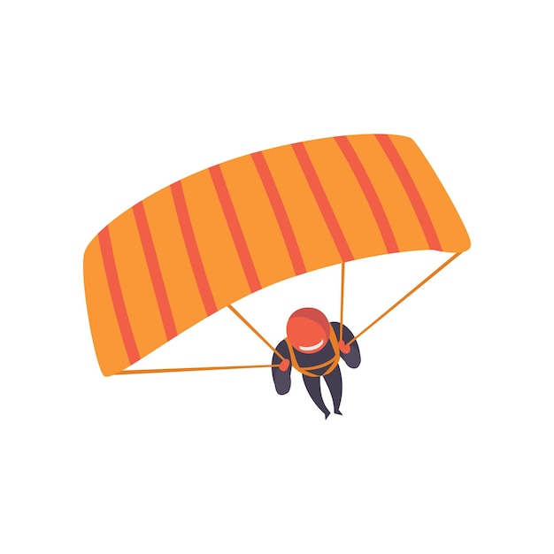 Skydiver descending with a parachute wing extreme sport leisure activity concept vector Illustration isolated on a white background