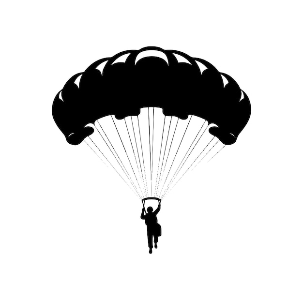 skydiver flying with parachute silhouette vector