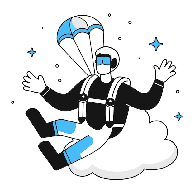 Vector skydiving business illustration of a man