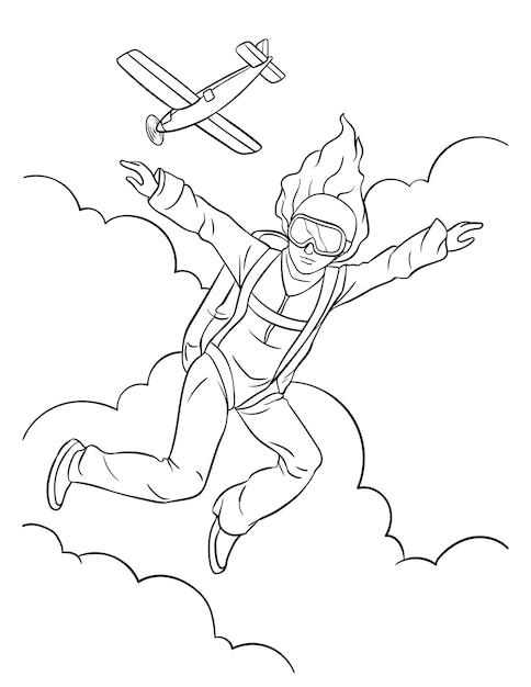 Skydiving Coloring Page for Kids