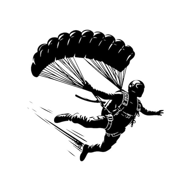 Vector skydiving silhouette parachuting vector skydiver silhouette illustration