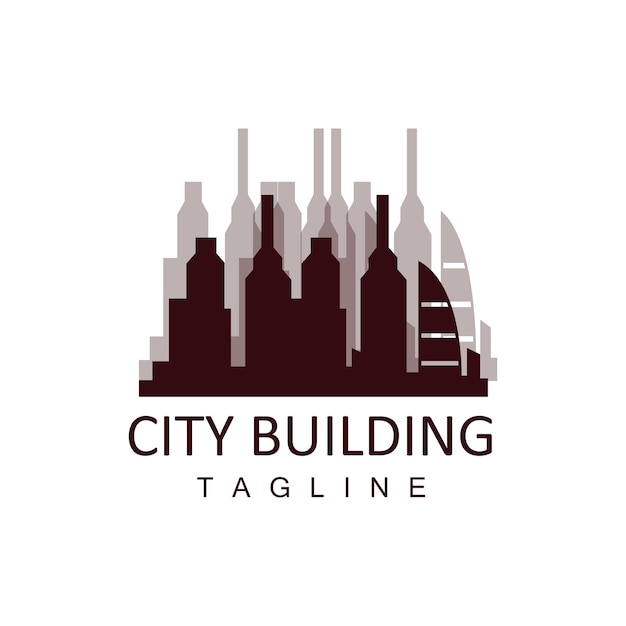 Skyline Logo Simple Modern Design of Skyscrapers Vector Cityscape Buildings Icon Silhouette Illustration