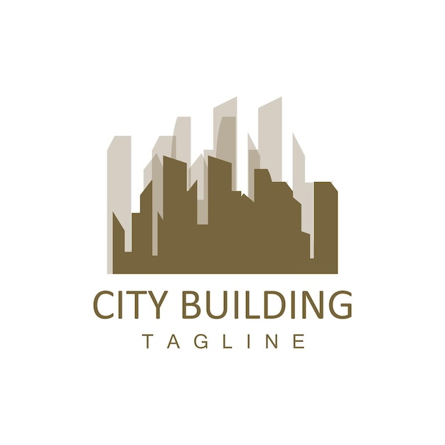 Skyline Logo Simple Modern Design of Skyscrapers Vector Cityscape Buildings Icon Silhouette Illustration