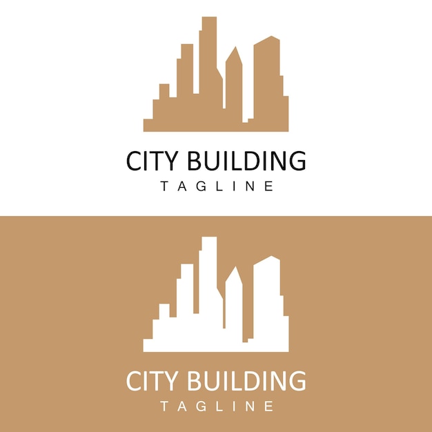 Skyline Logo Simple Modern Design of Skyscrapers Vector Cityscape Buildings Icon Silhouette Illustration