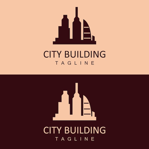 Skyline Logo Simple Modern Design of Skyscrapers Vector Cityscape Buildings Icon Silhouette Illustration