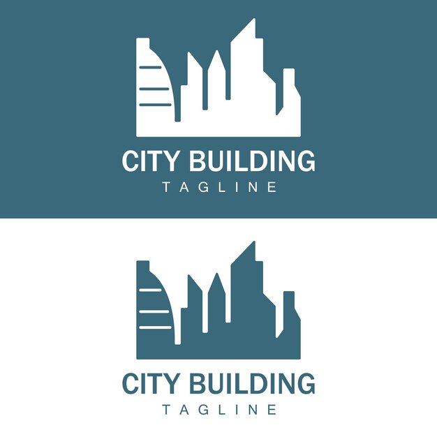 Skyline Logo Simple Modern Design of Skyscrapers Vector Cityscape Buildings Icon Silhouette Illustration