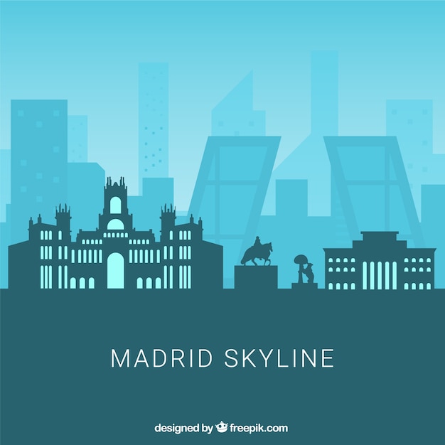 Skyline silhouette of madrid