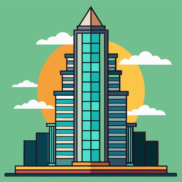 Vector skyscraper building clipart vector art and illustration