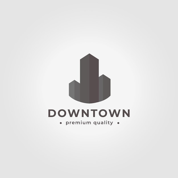 Skyscraper Logo Vintage Icon Vector Illustration Design Downtown City Modern Concept Hotel