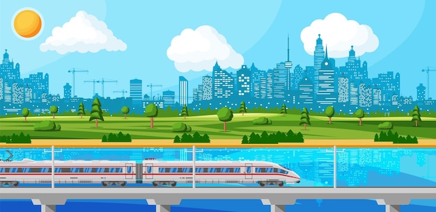 Skytrain and Landscape with Cityscape