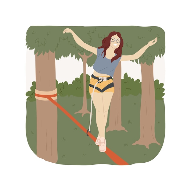 Slacklining isolated cartoon vector illustration