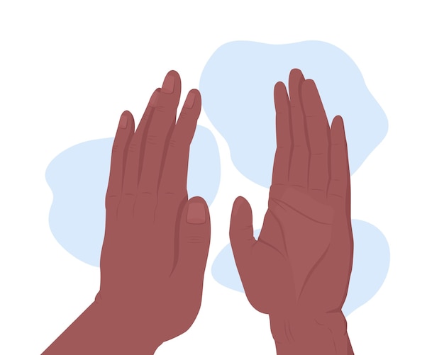 Slapping hands 2D vector isolated illustration