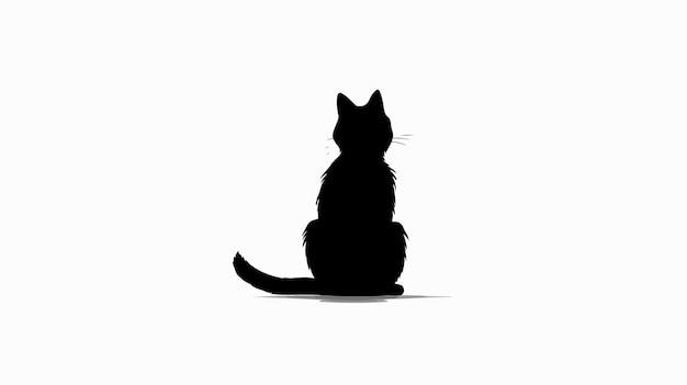 Sleek Black Cat Silhouette Back View Isolated