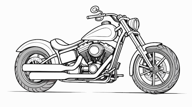 Vector sleek black line chopper motorcycle vector illustration isolated design element for graphic projects