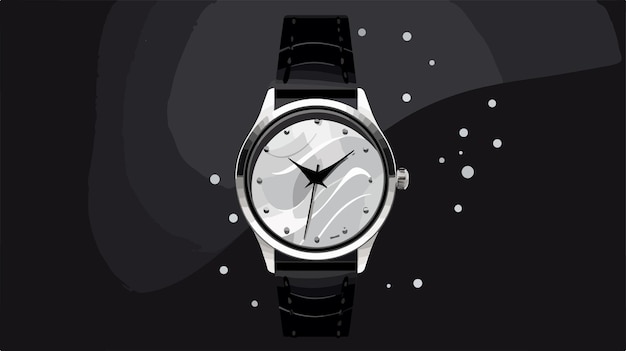 Sleek Black and White Wristwatch Illustration