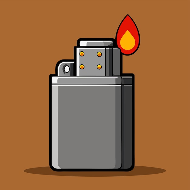 Sleek Metal Lighter Vector Detailed and Functional Design for Fire Convenience