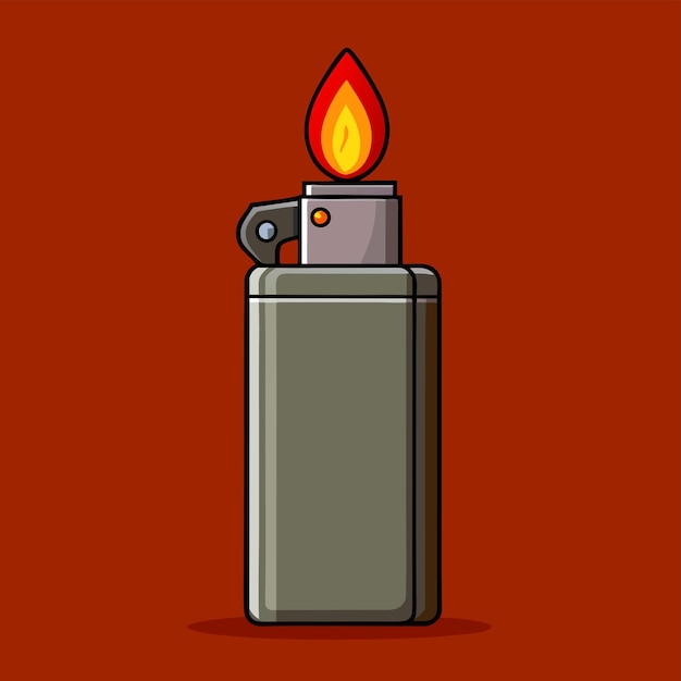 Sleek Metal Lighter Vector Detailed and Functional Design for Fire Convenience