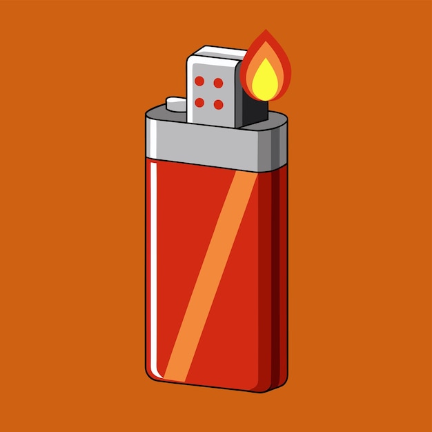 Sleek Metal Lighter Vector Detailed and Functional Design for Fire Convenience