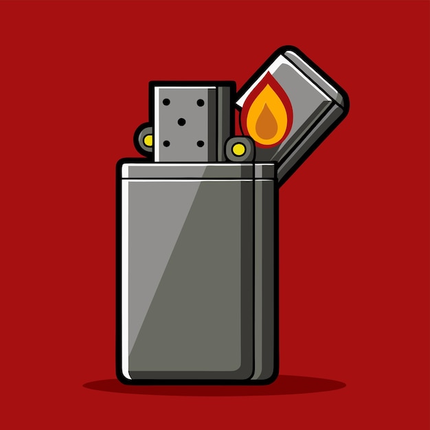 Sleek Metal Lighter Vector Detailed and Functional Design for Fire Convenience