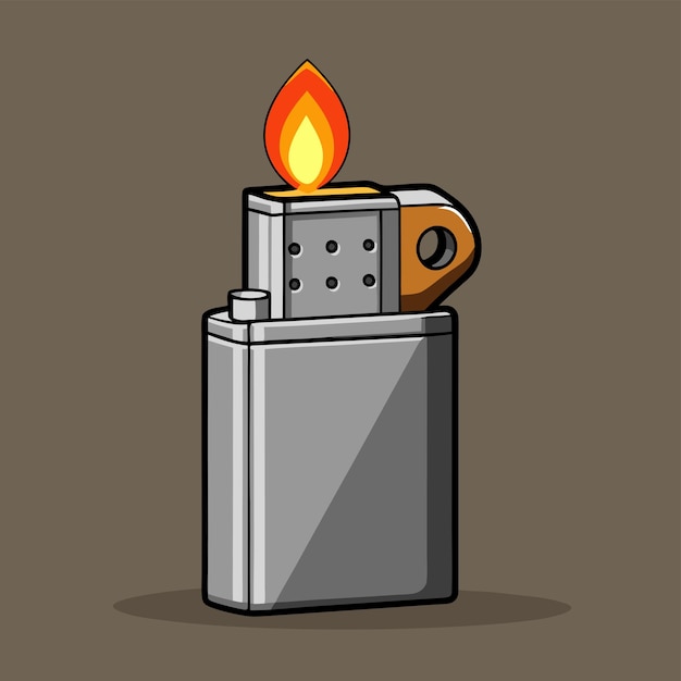 Sleek Metal Lighter Vector Detailed and Functional Design for Fire Convenience