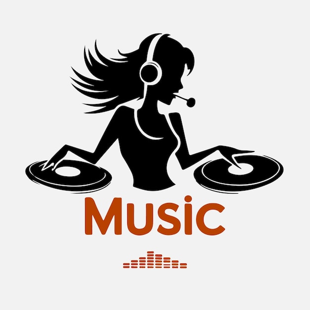 Vector a sleek and modern logo design for a female dj named music fest