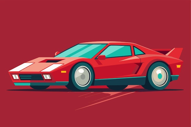 A sleek red sports car is showcased in a flat illustration perfect for customizable graphics and creative projects